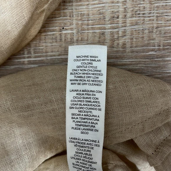 Chicos Linen Tan Tropical Floral 3/4 Length Shirt Size 1P - Picture 8 of 12